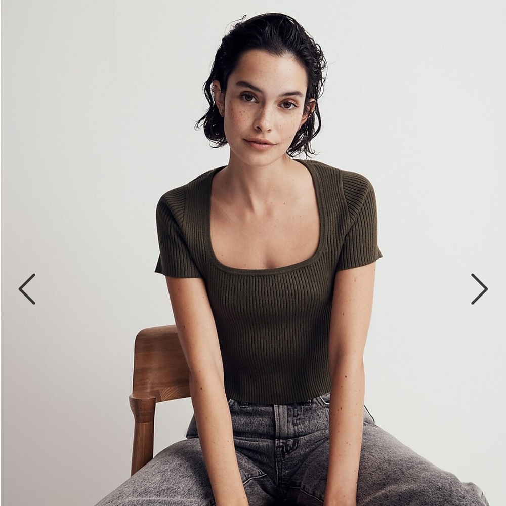 NWT Madewell Square neck sweater crop tee